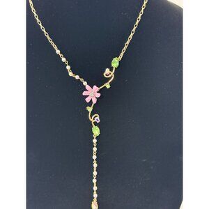 Betsey Johnson Pink and Green Floral Necklace
